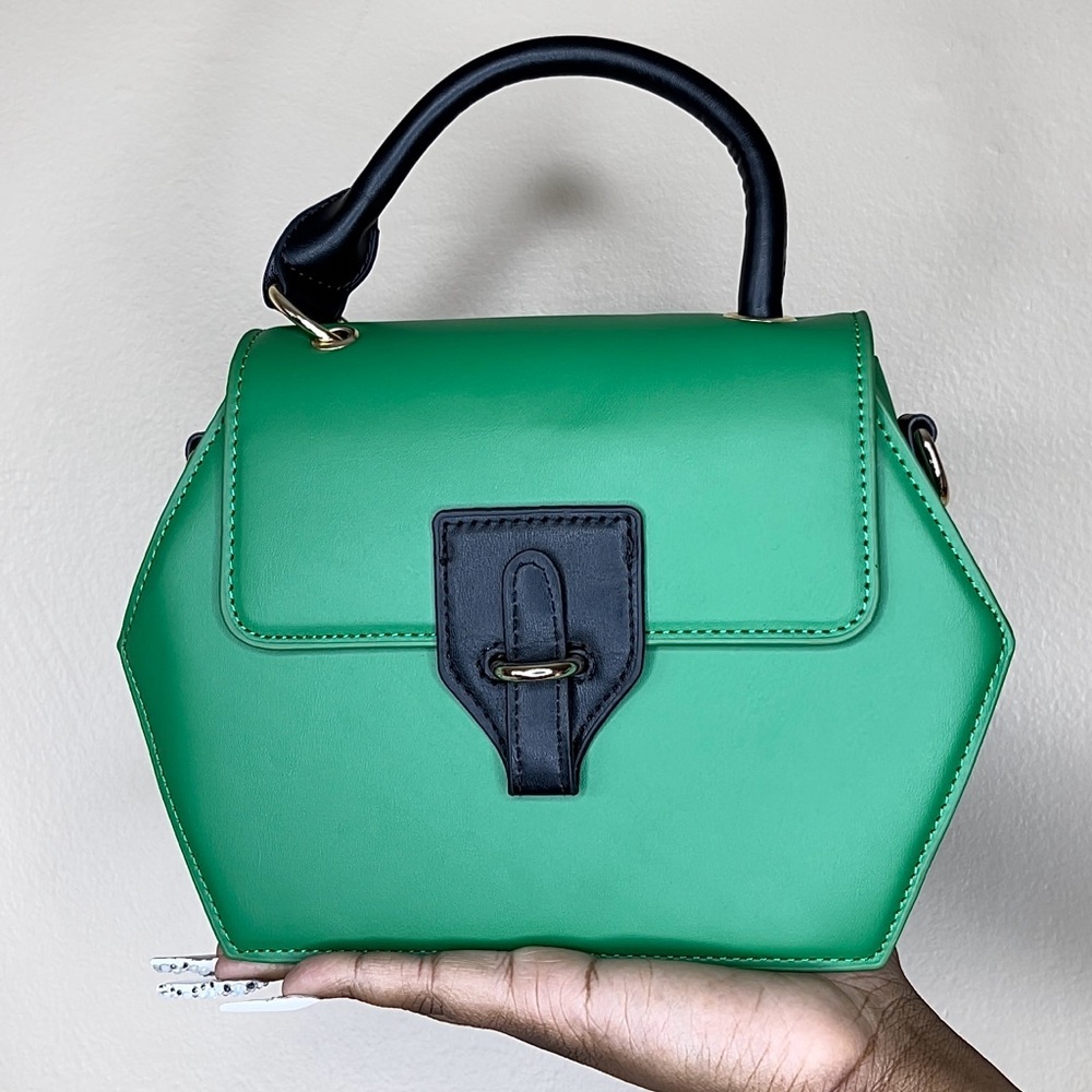 Green Color Block Handbag & Crossbody